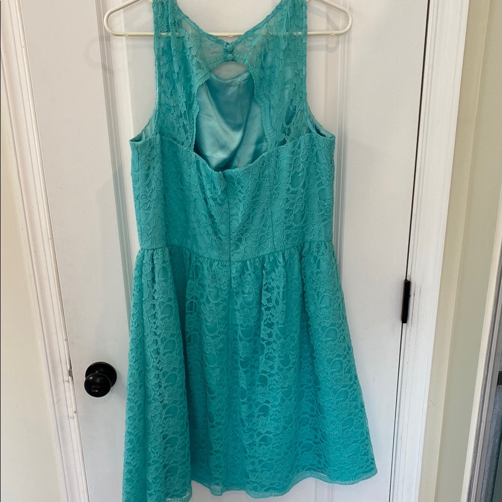 Calvin Klein turquoise lace dress - Picture 2 of 4